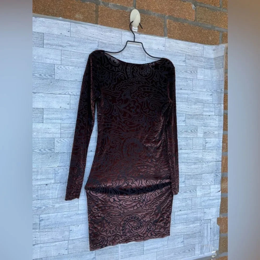 Lindsey Thornburg Brown Velvet Mini Dress Xs — image 5 of 5